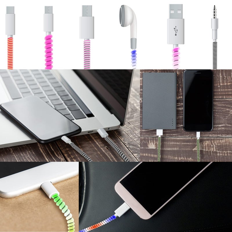 Rancco Spiral Cable Protector Headphone Cable Saver,9 Pc Cable Wire Repair/Pet Chew Cable Protector/Headphone Saver Strain Relief Cord Sleeve for USB Data Cable,Earphone etc[3.9ft/pc] - Image 2